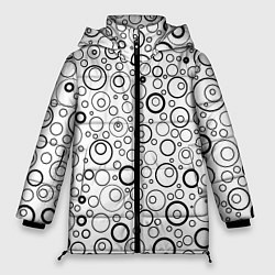 Куртка зимняя женская Бело-чёрный паттерн пузырьки, цвет: 3D-светло-серый