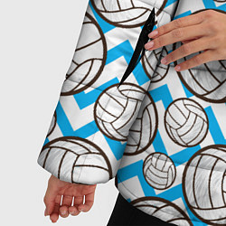 Куртка зимняя женская Мячи волейбольные паттерн, цвет: 3D-светло-серый — фото 2