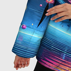 Куртка зимняя женская Неоновая космическая абстракция - нейросеть, цвет: 3D-черный — фото 2
