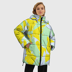 Куртка зимняя женская Салатово-жёлтые пятна, цвет: 3D-светло-серый — фото 2