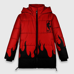 Куртка зимняя женская NBA огонь спорт текстура, цвет: 3D-черный