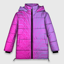 Куртка зимняя женская Розовые градиентные линии, цвет: 3D-черный
