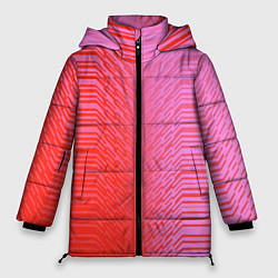 Куртка зимняя женская Красные градиентные линии, цвет: 3D-красный