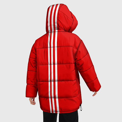 Женская зимняя куртка Россия три полоски на красном фоне / 3D-Светло-серый – фото 4