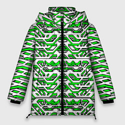Женская зимняя куртка Техно броня зелёно-белая