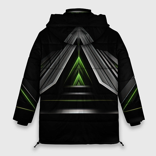 Женская зимняя куртка Black green abstract nvidia style / 3D-Черный – фото 2