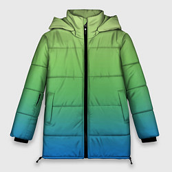 Женская зимняя куртка Градиент зелёно-голубой
