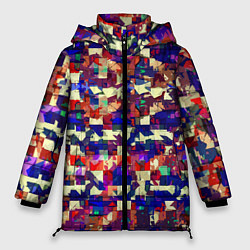 Куртка зимняя женская Разноцветные осколки стекла, цвет: 3D-красный