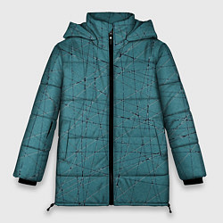 Куртка зимняя женская Абстракция порезы бирюзовый, цвет: 3D-светло-серый
