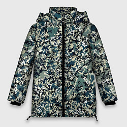 Женская зимняя куртка Бирюзовый хаки абстрактный пааттерн