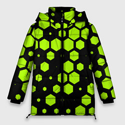 Женская зимняя куртка Зеленые соты киберпанк