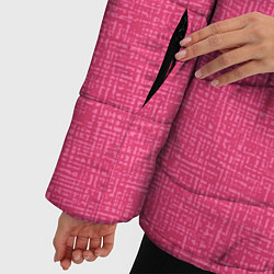 Куртка зимняя женская Текстура однотонный розовый Барби, цвет: 3D-черный — фото 2