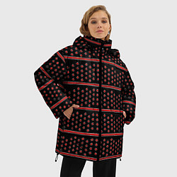 Куртка зимняя женская Красные круги и полосы, цвет: 3D-светло-серый — фото 2