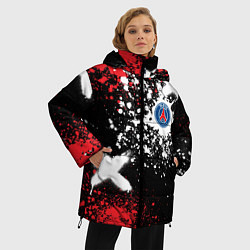 Куртка зимняя женская Пари Сен-Жермен на фоне граффити и брызг красок, цвет: 3D-черный — фото 2