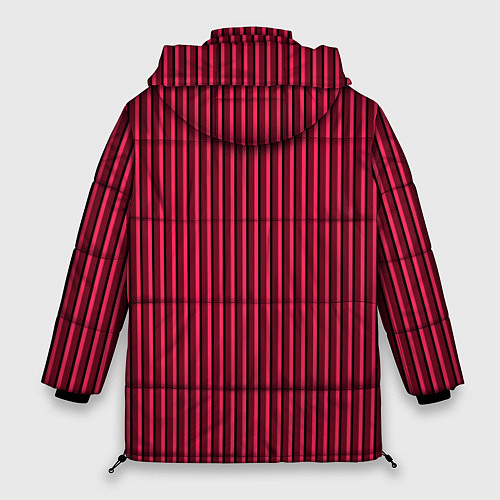 Женская зимняя куртка Красно-розовый полосатый / 3D-Черный – фото 2