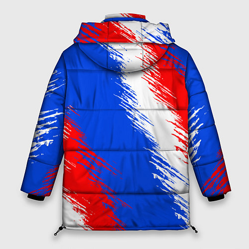 Женская зимняя куртка Триколор штрихи с гербор РФ / 3D-Черный – фото 2