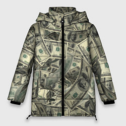 Женская зимняя куртка Летящие доллары паттерн