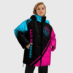 Куртка зимняя женская Leicester City - neon gradient вертикально, цвет: 3D-черный — фото 2