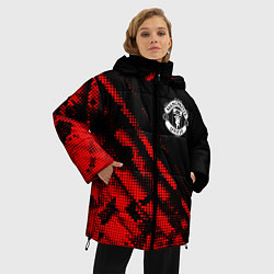 Куртка зимняя женская Manchester United sport grunge, цвет: 3D-красный — фото 2