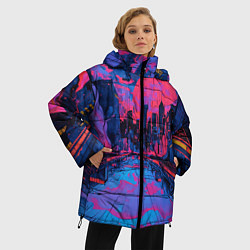 Куртка зимняя женская Город в психоделических цветах, цвет: 3D-светло-серый — фото 2