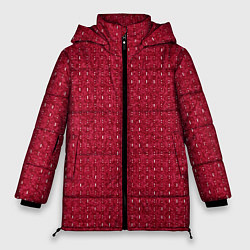 Куртка зимняя женская Вишнёвый мелкие полосочки, цвет: 3D-черный