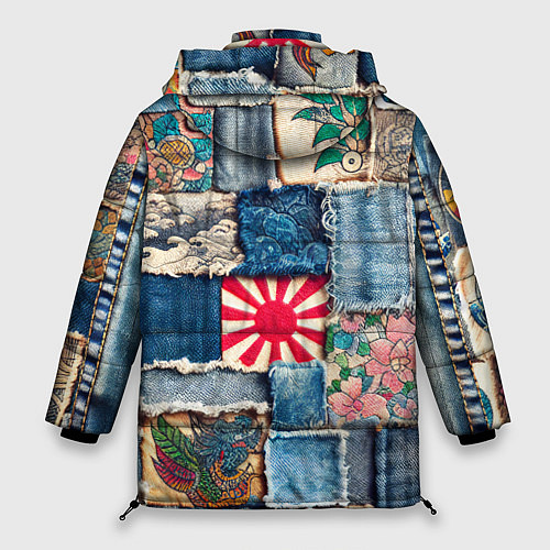 Женская зимняя куртка Японское художество пэчворк / 3D-Черный – фото 2