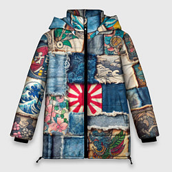 Куртка зимняя женская Японское художество пэчворк, цвет: 3D-черный
