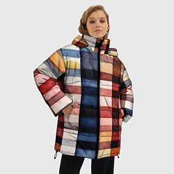 Куртка зимняя женская Акварельная клетка, цвет: 3D-черный — фото 2