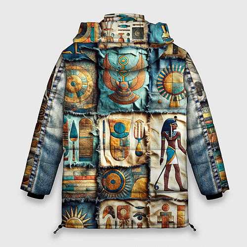 Женская зимняя куртка Пэчворк из Египта / 3D-Черный – фото 2