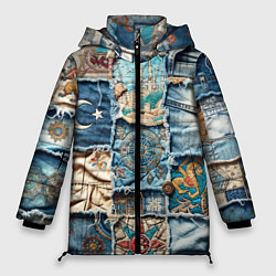 Куртка зимняя женская Пэчворк из Турции, цвет: 3D-светло-серый