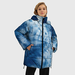 Куртка зимняя женская Синяя абстракция паутина, цвет: 3D-черный — фото 2
