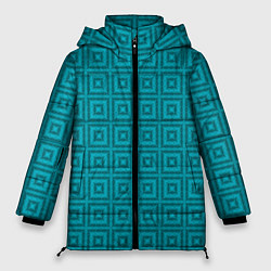 Куртка зимняя женская Геометрический синий узор, цвет: 3D-красный