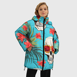 Куртка зимняя женская Черепа в отпуске, цвет: 3D-светло-серый — фото 2
