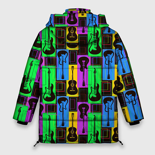 Женская зимняя куртка Красочные гитары / 3D-Черный – фото 2