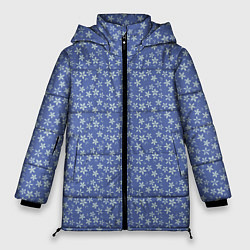 Куртка зимняя женская Светло-синий цветочный, цвет: 3D-светло-серый