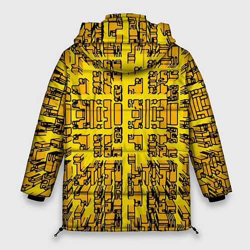 Женская зимняя куртка Жёлтые фигуры с эффектом рыбьего глаза / 3D-Черный – фото 2