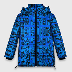 Женская зимняя куртка Синие фигуры с эффектом рыбьего глаза