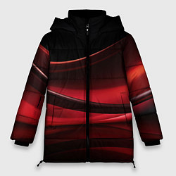 Женская зимняя куртка Темная красная абстракция на черном фоне