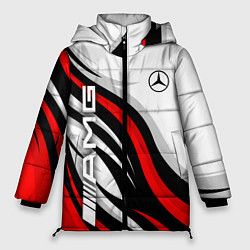 Куртка зимняя женская Mercedes benz AMG - белый с красным, цвет: 3D-светло-серый