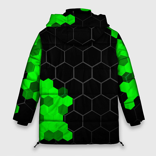 Женская зимняя куртка Lamborghini green sport hexagon / 3D-Черный – фото 2