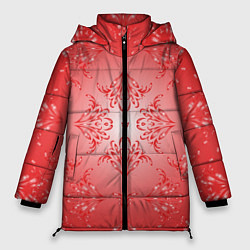 Куртка зимняя женская Красный симметричный узор, цвет: 3D-светло-серый