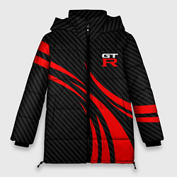 Куртка зимняя женская GTR Nissan - Carbon and red, цвет: 3D-черный