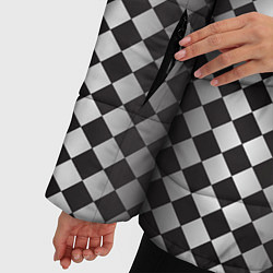 Куртка зимняя женская Паттерн черных и белых квадратов, цвет: 3D-светло-серый — фото 2