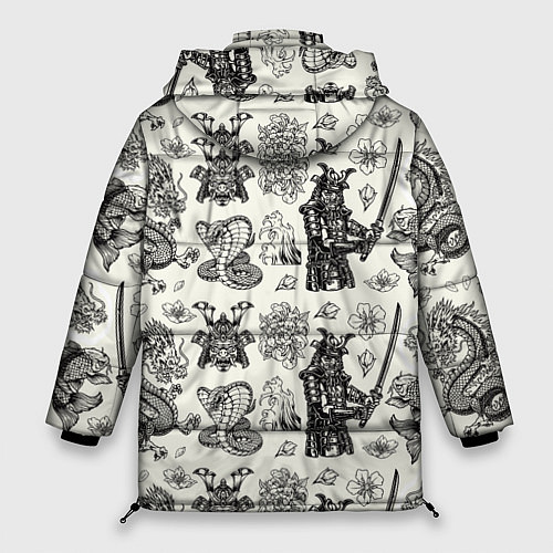 Женская зимняя куртка Старинные японские элементы / 3D-Черный – фото 2