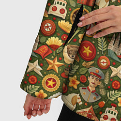 Куртка зимняя женская Солдат и символика СССР, цвет: 3D-черный — фото 2