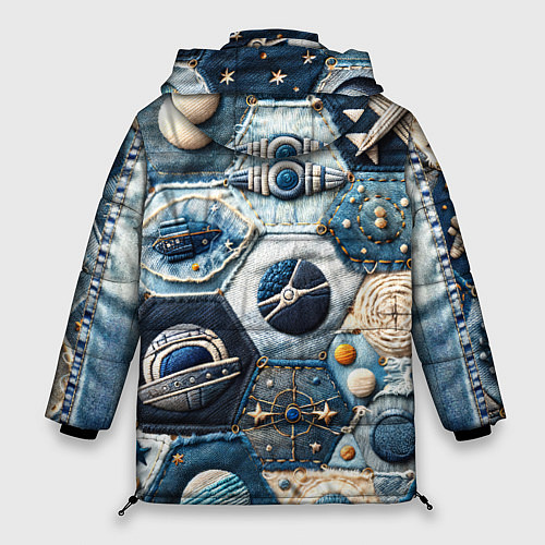Женская зимняя куртка Пэчворк с авиацией / 3D-Черный – фото 2