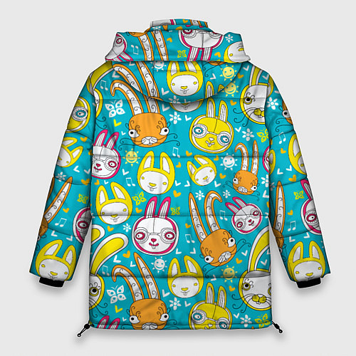 Женская зимняя куртка Разноцветные зайцы / 3D-Черный – фото 2