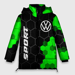 Куртка зимняя женская Volkswagen green sport hexagon, цвет: 3D-черный
