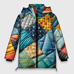 Куртка зимняя женская Лоскутное одеяло - пэчворк, цвет: 3D-светло-серый