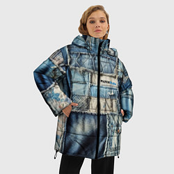 Куртка зимняя женская Patchwork denim - vogue, цвет: 3D-светло-серый — фото 2
